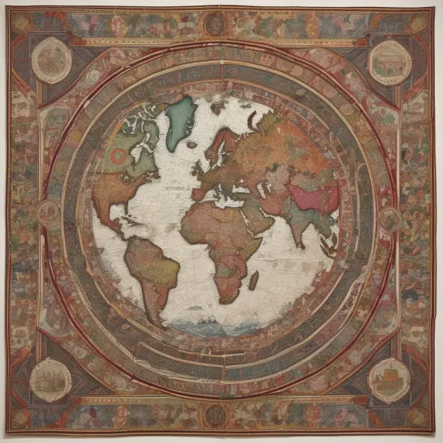 A richly colored tapestry symbolizing the world