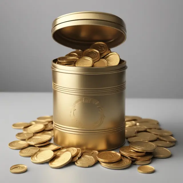 An ornate time capsule filled with gold coins, protected by the Federal Deposit Insurance Corporation (FDIC), ensuring financial stability for generations