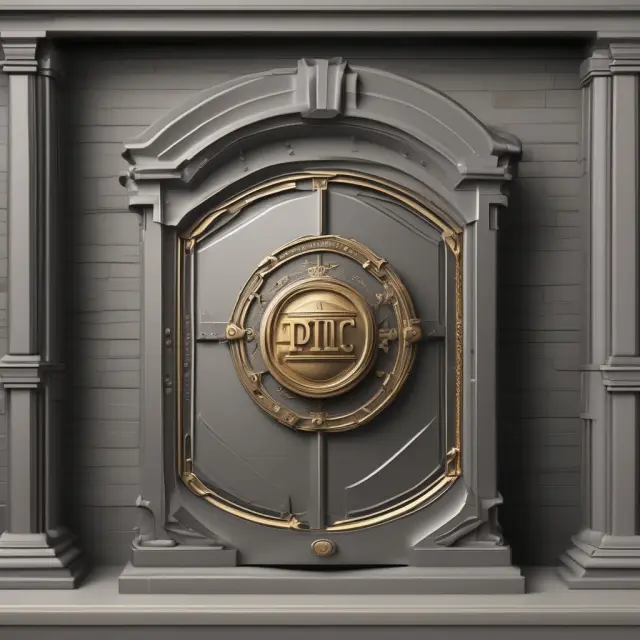 An FDIC shield overshadowing a vault containing various insured checking, savings, CDs, IRAs, business accounts, cashier