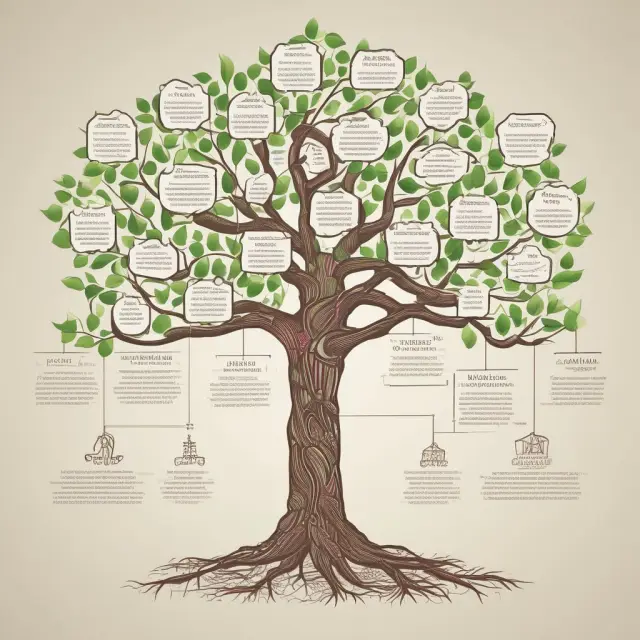 A tree with interconnected branches representing departments and employees, symbolizing the growth of a business through proper staffing and organizational structure