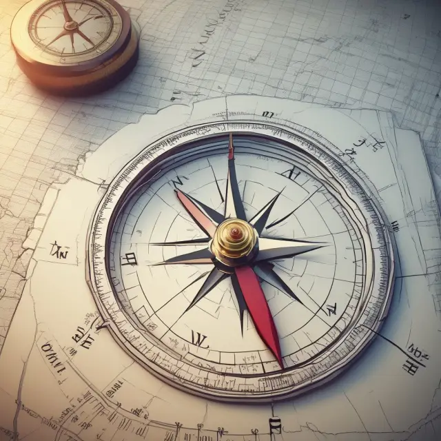 A compass directing a business journey with three legs representing projected income statements, cash flow analyses, and break-even points.
