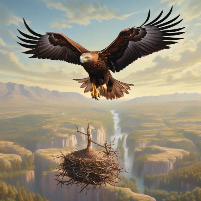 Golden eagle flying above interconnected mortgage-backed securities and federal agency bonds, symbolizing government oversight and financial security.