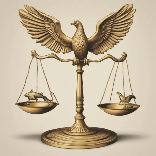 Phoenix and frog balancing golden scales represent the Federal Discount Rate