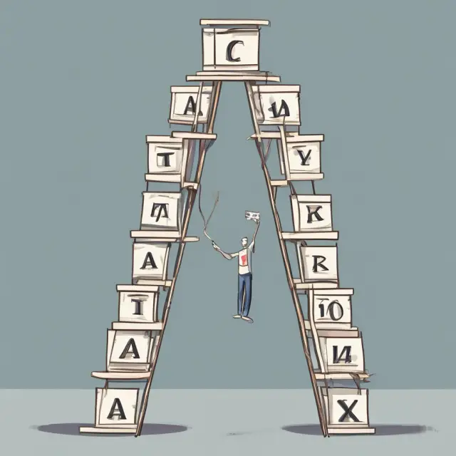 Climbing tax ladder with single filer, married filing jointly, and head of household labels.