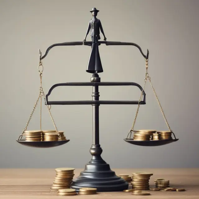 An image of a balanced scale with wealthier individuals on one side and lower-income individuals on the other, symbolizing progressive taxation