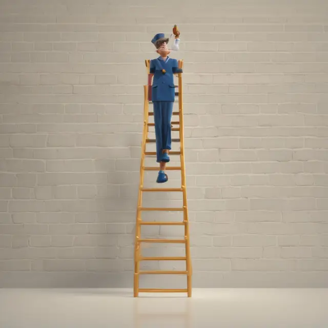 A taxpayer climbing a ladder with each rung representing a tax bracket, using deductions to maintain their balance and prevent entry into the next bracket.