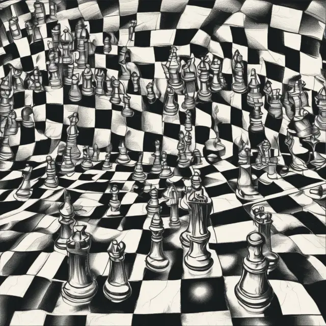 The Federal Reserve managing inflation through adjusting short-term interest rates in a game of chess