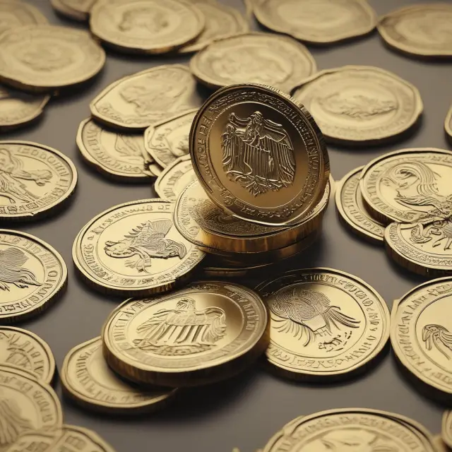 Gold coin representing federal funds exchanged between banks around a round table