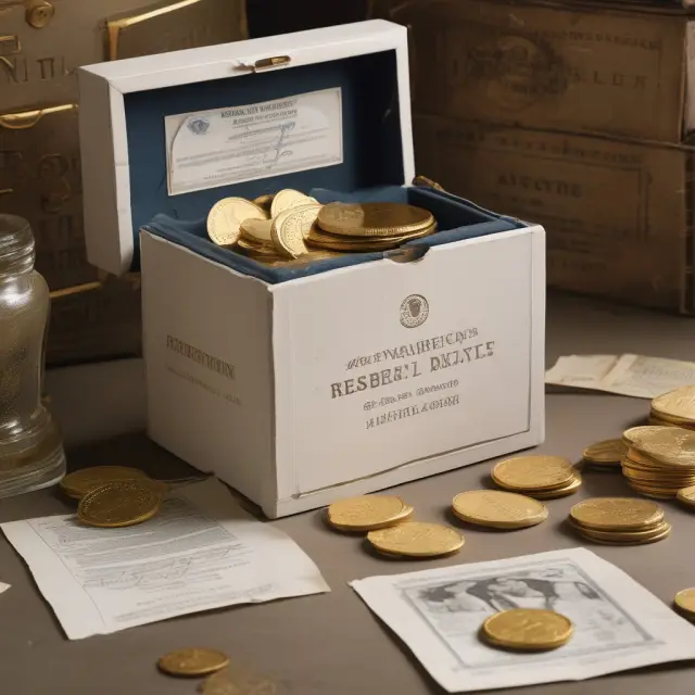 Time capsule with gold coins symbolizing economic transformation and history of the Federal Reserve System