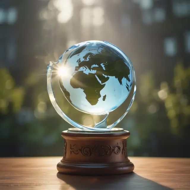 A globe charged by rays of sunlight and wind turbines represents the power of feed-in tariffs to promote renewable energy development.
