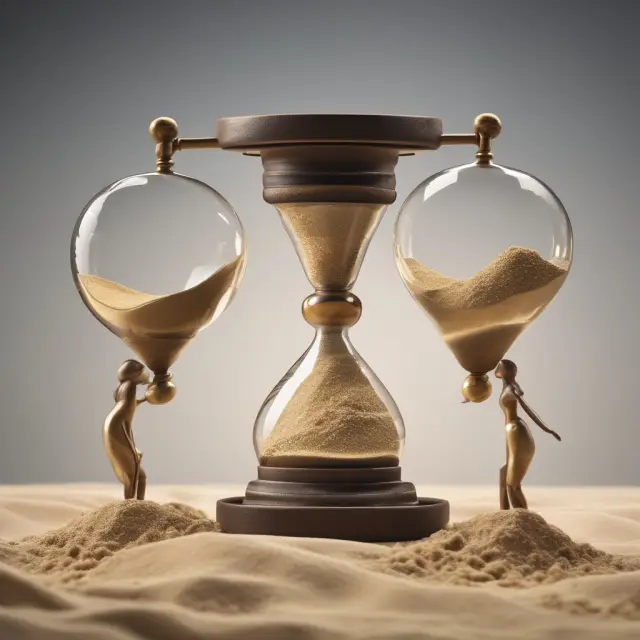 Two hourglasses sharing sand between them - visualizing feeder fund