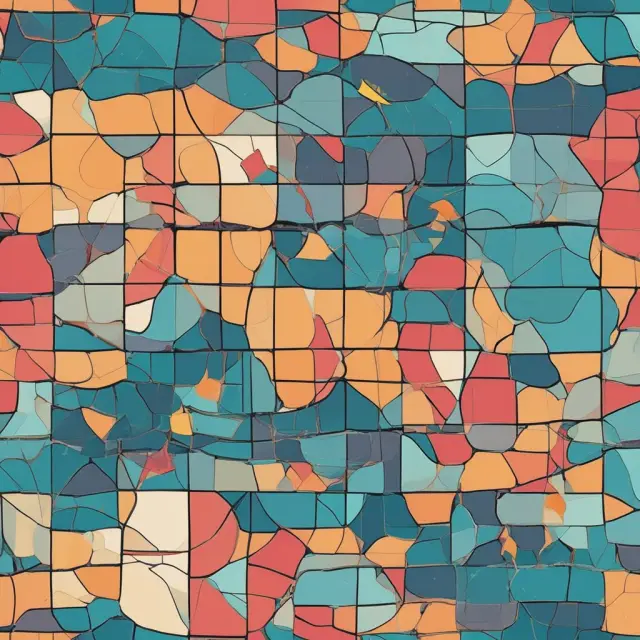 Interconnected tiles symbolizing feeder funds (smaller tiles) contributing to larger master funds.