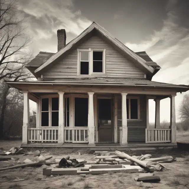 An old fixer-upper home undergoing renovation with hammers and brushes, reflecting FHA 203(k) loan eligibility criteria.
