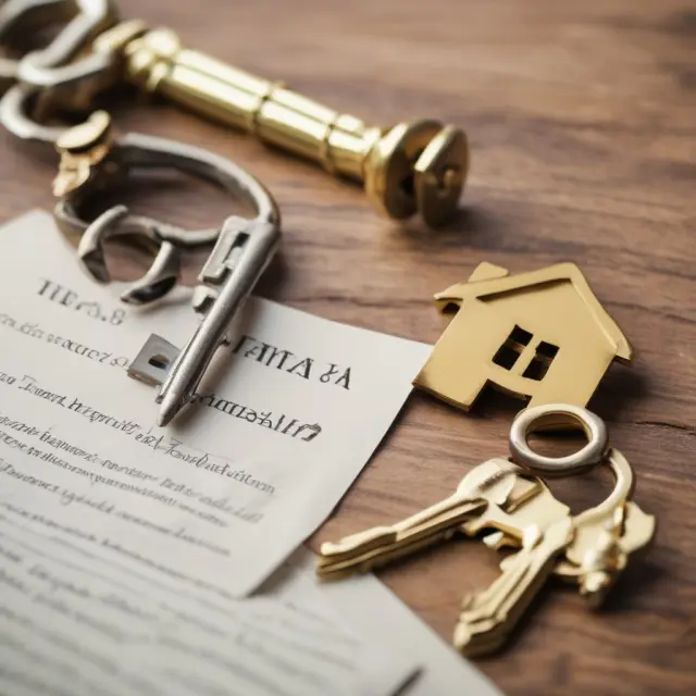 An image of a golden key unlocking a traditional FHA mortgage door, symbolizing access to homeownership opportunities for those with lower credit scores and smaller down payments.