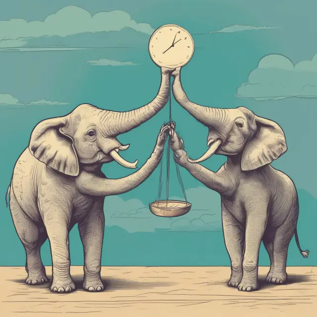 A set of scales with an FHA loan elephant on one side and a conventional loan gazelle on the other, symbolizing borrowers