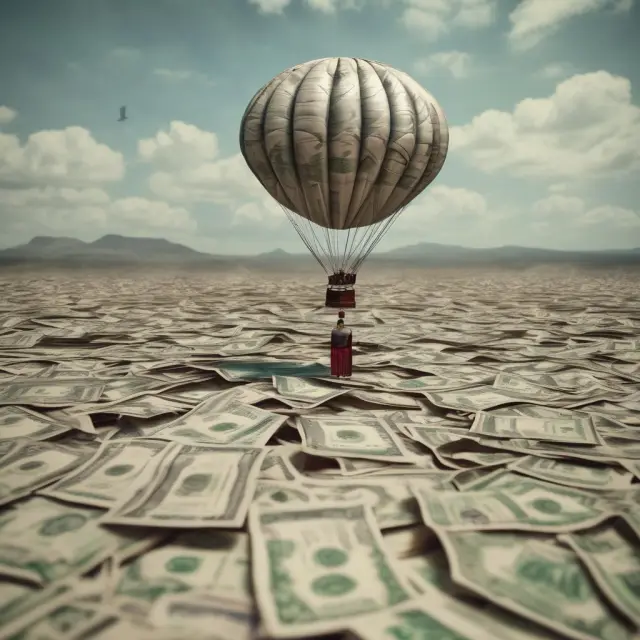 Fiat currency as a fragile balloon, representing Zimbabwe