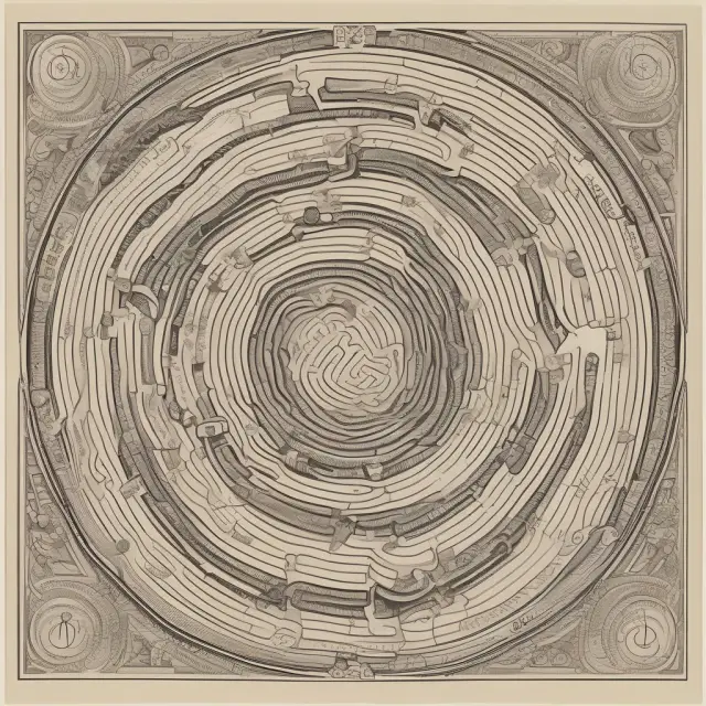 An intricate labyrinth filled with Fibonacci ratios, illustrating the benefits of using this tool in finance for trading and investment strategies