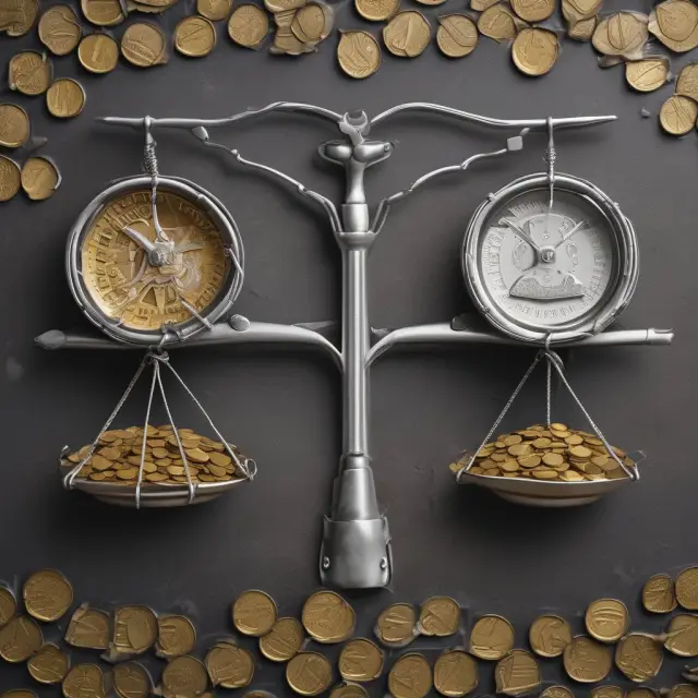 Scales showing one side filled with coins for FICA/SECA-funded benefits and the other side for means-tested SSI