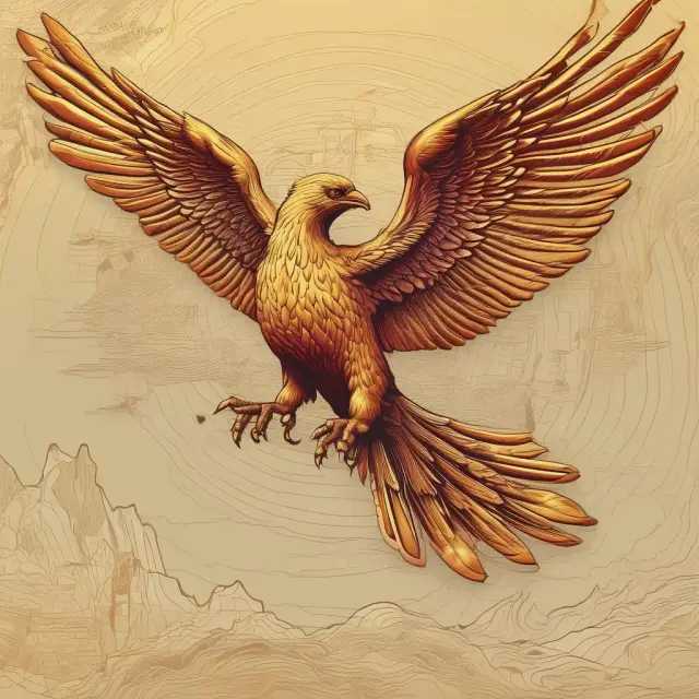 A mythical phoenix rising above a map of China, represented by quills transformed into gold bars, signifying Foreign Institutional Investors