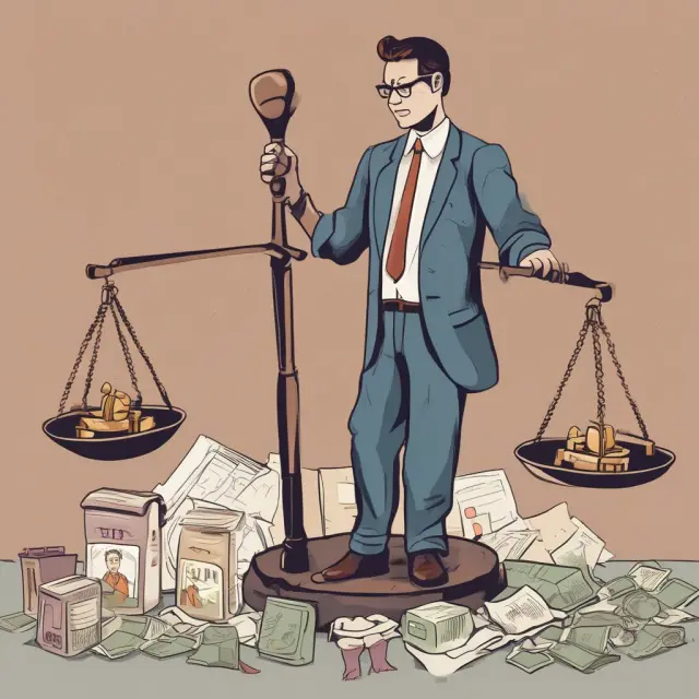 Tax advisor holding scales balances various filing status options: married, single, head of household, and widowed, symbolizing adaptability.