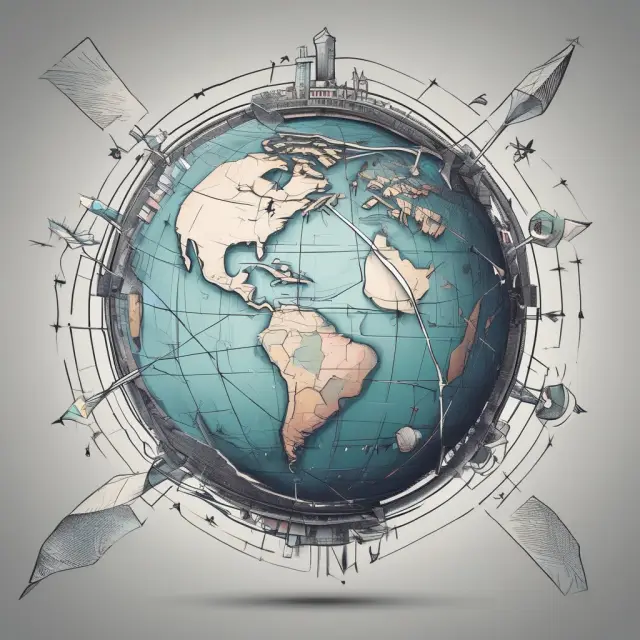 A globe with streams connecting financial and capital accounts, representing international economic transactions and their impact on a country
