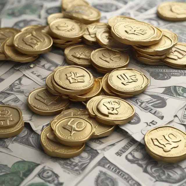 Gold coins and currency bills entwined, representing international financial assets in a balance of payments context.