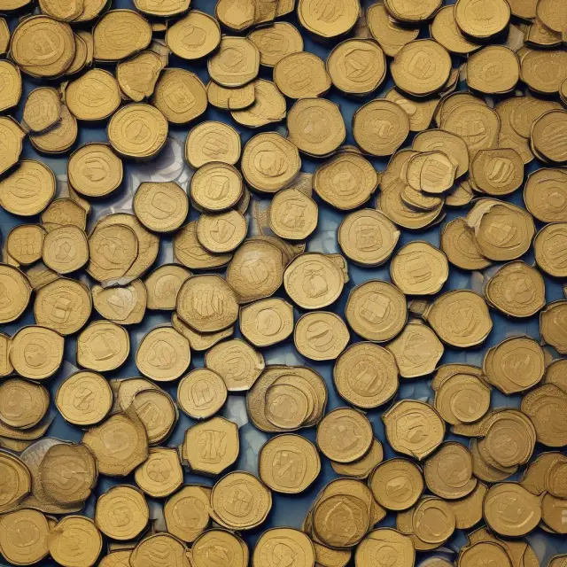 A mosaic of gold coins symbolizing U.S. financial account transactions between residents and nonresidents, displaying the economic implications through the balance of payments.