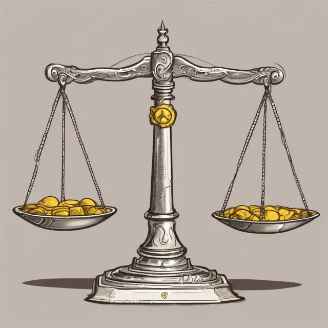 Two scales symbolizing AUM fees in gold coins and hourly fees as an hourglass and hour symbols. Balance represents the client