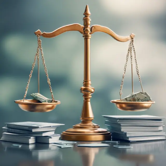 Two scales in balance: one labeled 
