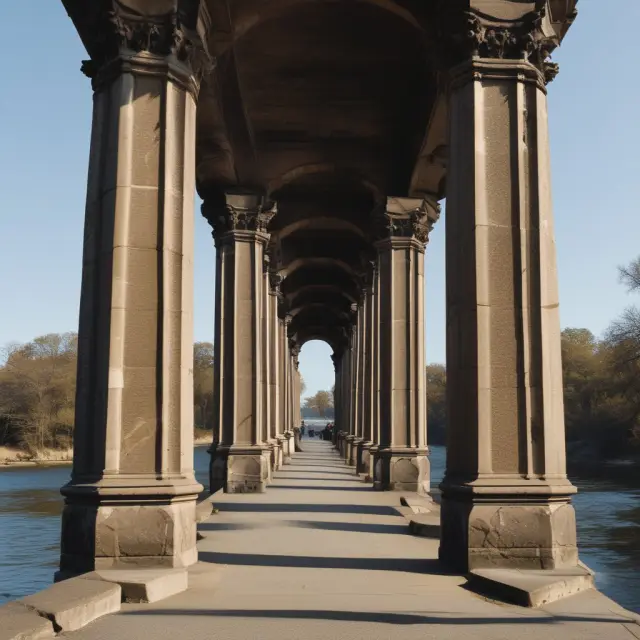 A historical bridge symbolizing financial crises supported by regulatory pillars, emphasizing the importance of regulation in maintaining financial stability.