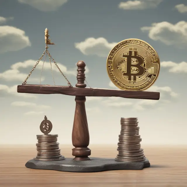 Golden coin teeters on a see-saw as a crumbling tower of financial assets symbolizes frequently asked questions about financial crises