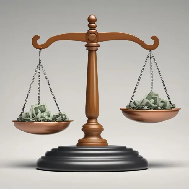 Image of a balanced scale representing managing investment risk (opportunities) against security.