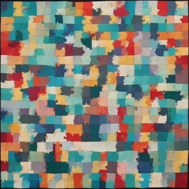 A vibrant quilt made of puzzle pieces representing contractual and collateral guarantees, illustrating the role of third parties in ensuring financial security