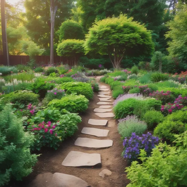 Vibrant garden symbolizing a healthy business with revenue (rain), cash flow (watering can), investments (seeds), and long-term growth (mature plants)