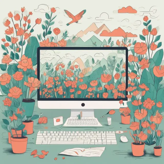 Image of a lush garden teeming with various financial management tools such as personal finance software, budgeting apps, spreadsheets, and banking apps.