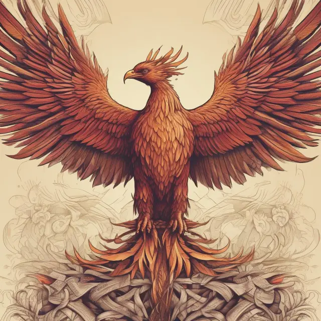 Phoenix rising from a pile of coins, illustrating the process of improving financial health through debt repayment and expense reduction.