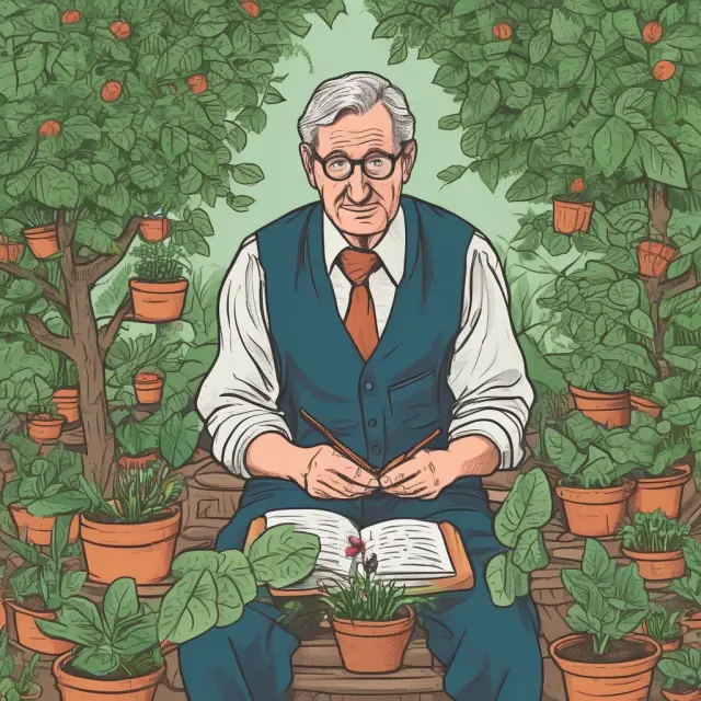 Institutional investor caring for a flourishing garden symbolizing financial health through savings, budgeting, and investment tools