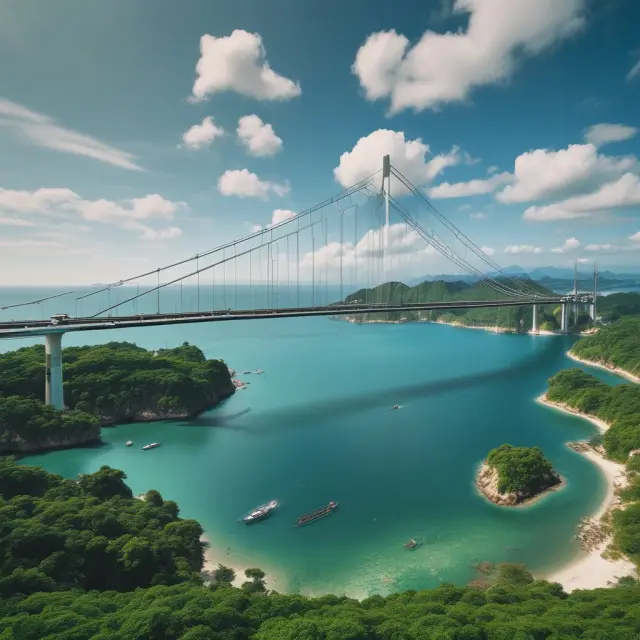 A metaphorical bridge connecting various islands representing financial service gaps, enabling access to resources on the mainland
