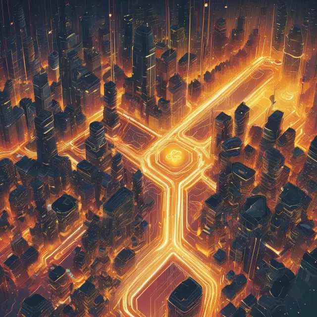 Image: Fintech innovations symbolized as golden keys unlocking financial inclusion, interconnected through a digital network
