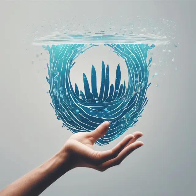 Hand extending into a digital ocean, symbolizing access to financial services for all