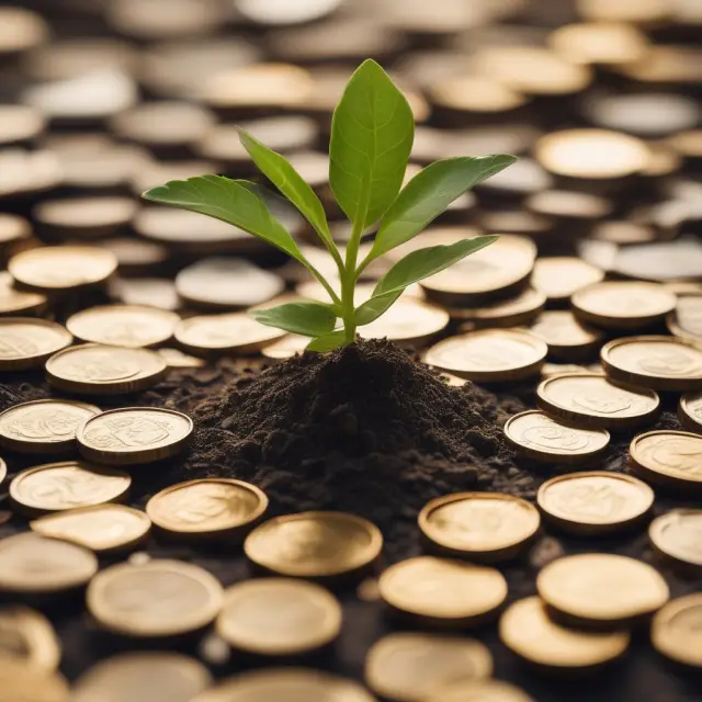 Seedling sprouting from a pile of gold coins, illustrating the importance of early saving and investment in FIRE.