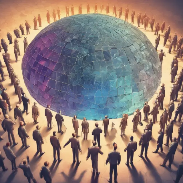 Image of various financial institutions collaborating around the FIX Trading Community, creating a vibrant mosaic representing ongoing innovation and development