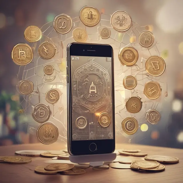 A colorful kaleidoscope filled with digital currencies, e-wallets, P2P lending platforms, and buy now/pay later schemes symbols, illustrating financial innovation and opportunities