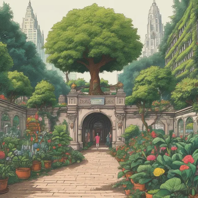 A flourishing garden with vibrant flowers representing IPOs, rain nourishing the growth of businesses, and a storm symbolizing the 2008 financial crisis