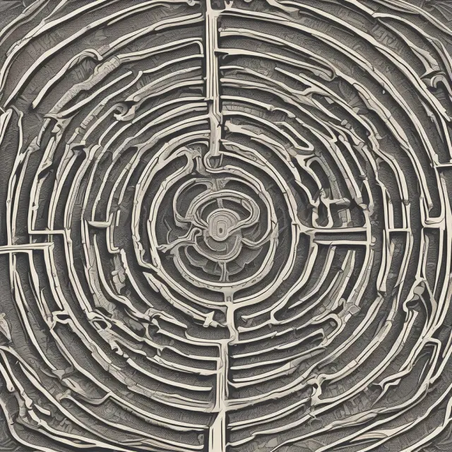 A scale with gold coins (Equity) and silver bars (Debt) balancing in a maze, representing Debt to Capital and Debt to Equity Ratios