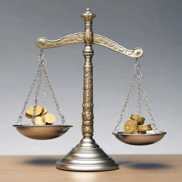 Golden coins represent equity, while silver coins symbolize debt in a balance scale, illustrating financial structure optimization