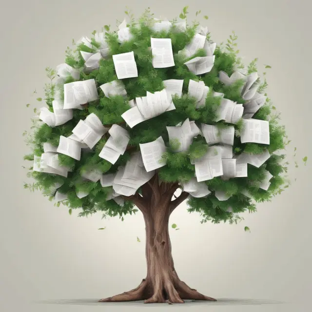 Tree blossoming with documents: Financial plans promote personal growth