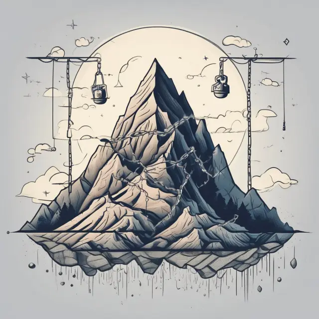 An image of a mountain peak representing financial freedom as chains of debt are shattered and broken.