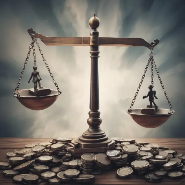 Two scales balanced on a financial engineering platform, symbolizing the need to balance innovative practices with ethical considerations and regulatory compliance.