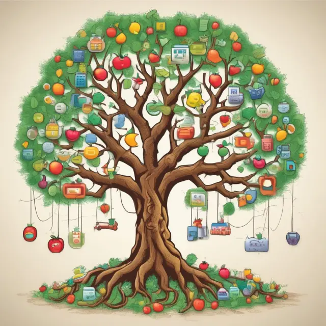 Tree symbolizing various financial institutions: banks, credit unions, and investment firms, with regulators providing oversight